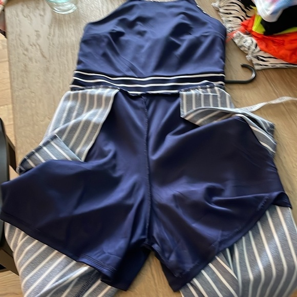 Moa Moa Junior size medium navy and white striped one piece jumpsuit - Picture 10 of 10